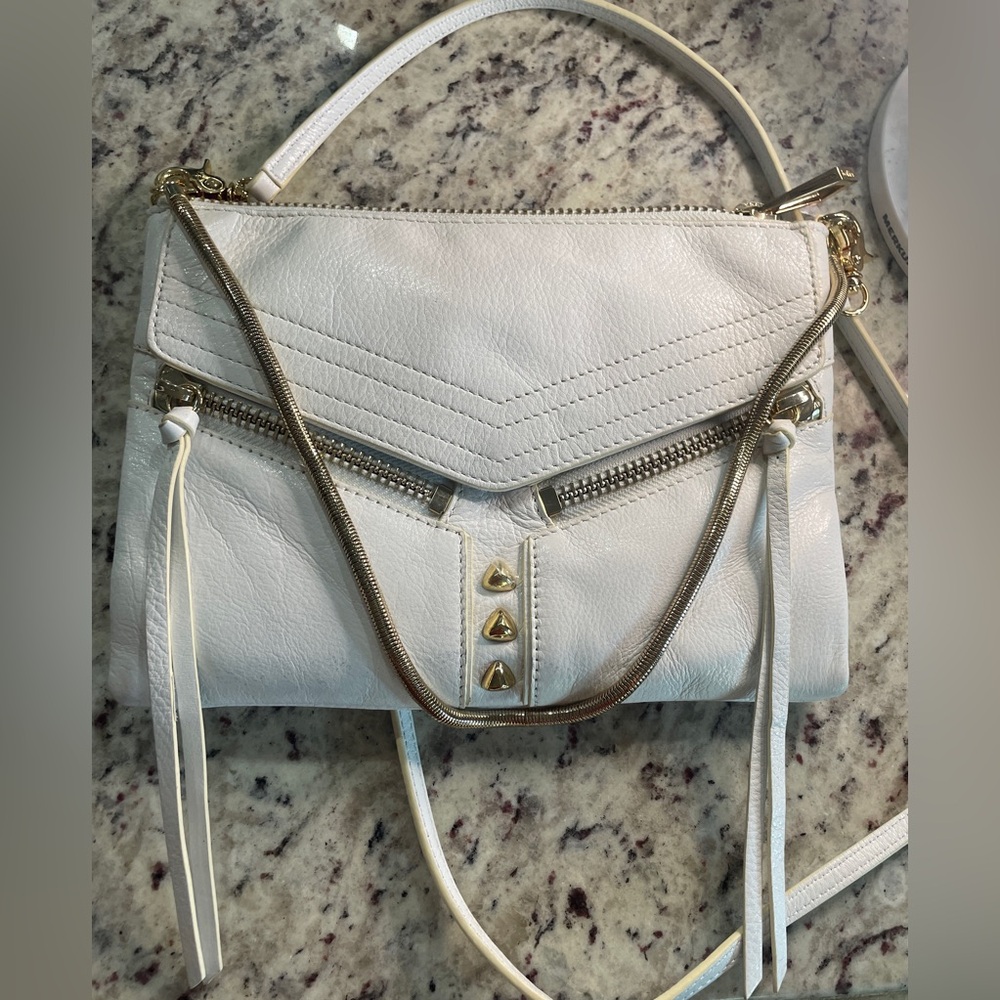 Botkier. White leather bag. With gold tone shoulder strap and crossbody.
